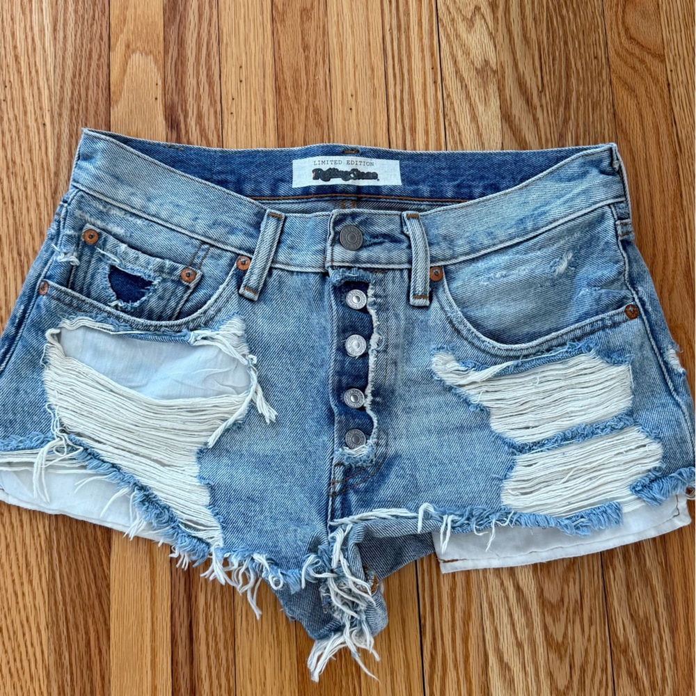 The Rolling Stones Limited Edition Levi’s Distressed Jean Shorts
